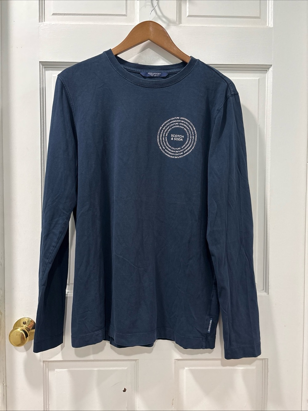 Scotch & Soda Men’s Long Sleeve T-shirt Size Medium Navy Organic Cotton GUC